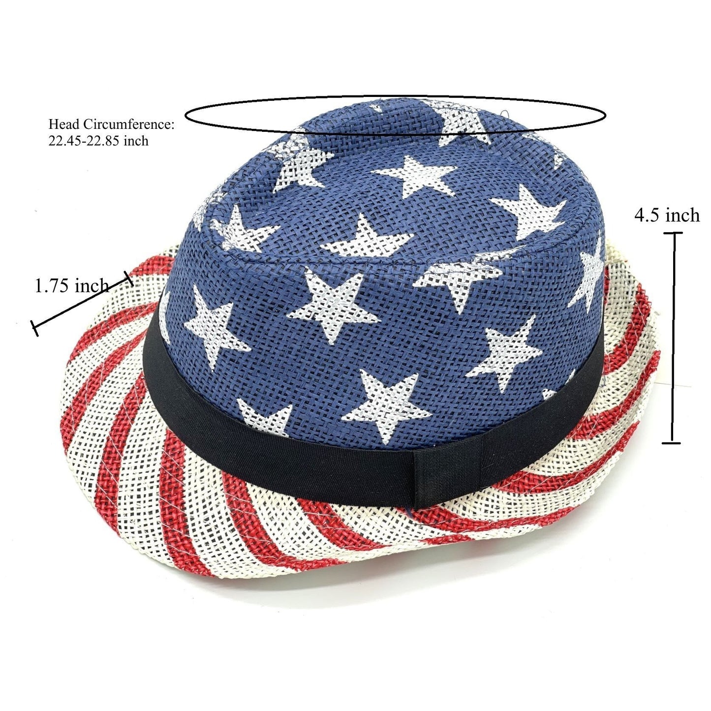 US Flag Unisex Patriotic Fedora Cap Stars & Stripes Sun Hat For Women & Men
