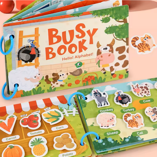 Busy Book My First Quiet Book Kids Early Learning Educational Toy for Children 3+ learn alphabet letters numbers fruit vegetables animals
