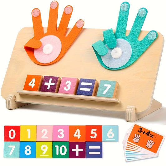 Interactive Wooden Arithmetic Learning Board for Kids 3+ - Fun Educational Toy with Number Blocks & Math Operation Cards