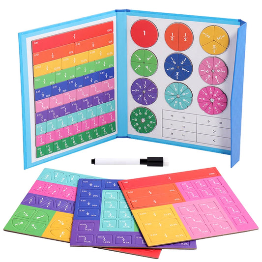 Children's Wooden Magnetic Fraction Learning Set - Educational Arithmetic Teaching Aids